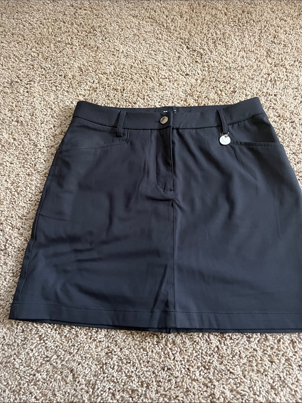 Daily Sports Black A-Line Skort with Heart Logo Waistband. NWOT